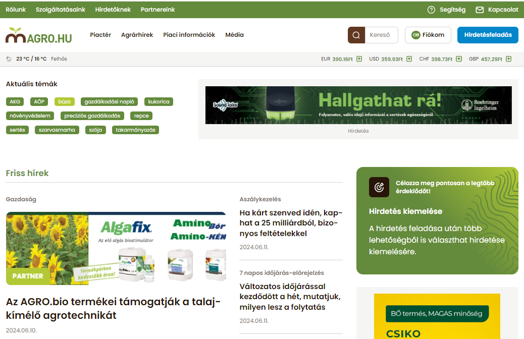 Magro.hu nyitóképernyő