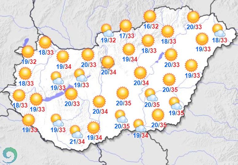 minimum és maximum hőmérsékletek augusztus 31-én Magyarországon