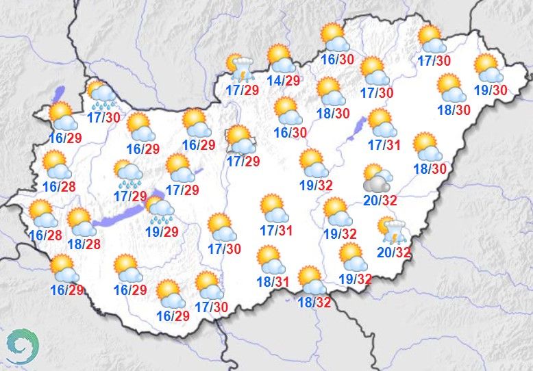 Minimum és maximum hőmérsékletek szeptember 7-én Magyarországon