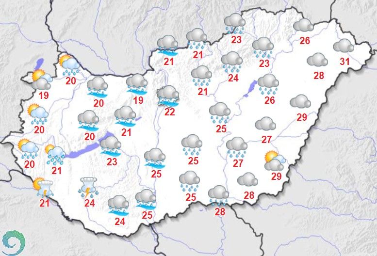 Maximum hőmérsékletek szeptember 9-én Magyarországon