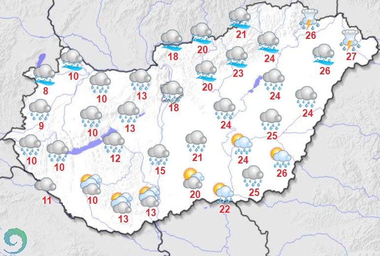 Maximum hőmérsékletek szeptember 13-án Magyarországon