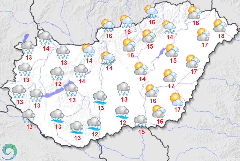 Maximumhőmérsékletek szeptember 16-án Magyarországon