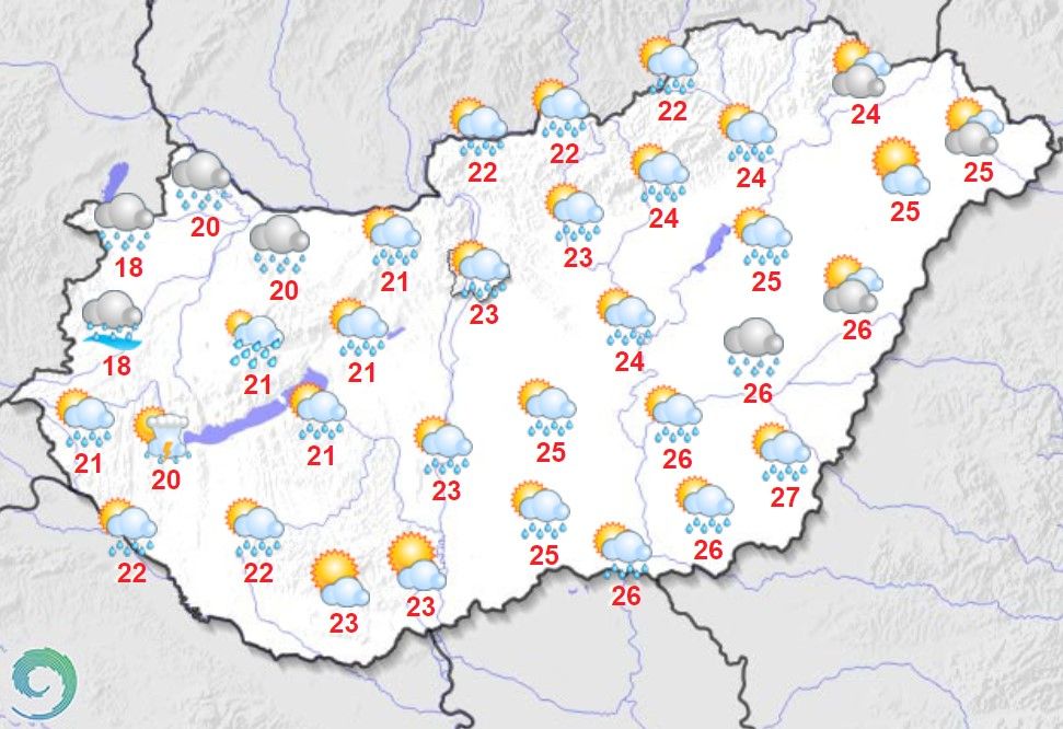 Maximumhőmérsékletek szeptember 24-én Magyarországon