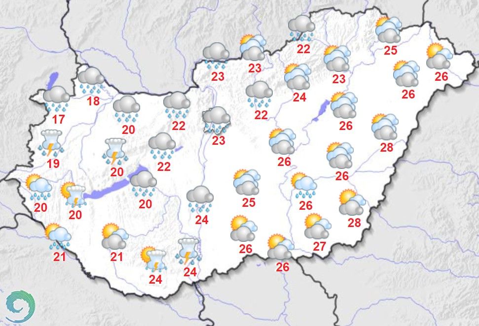 Maximumhőmérsékletek Magyarországon szeptember 24-én