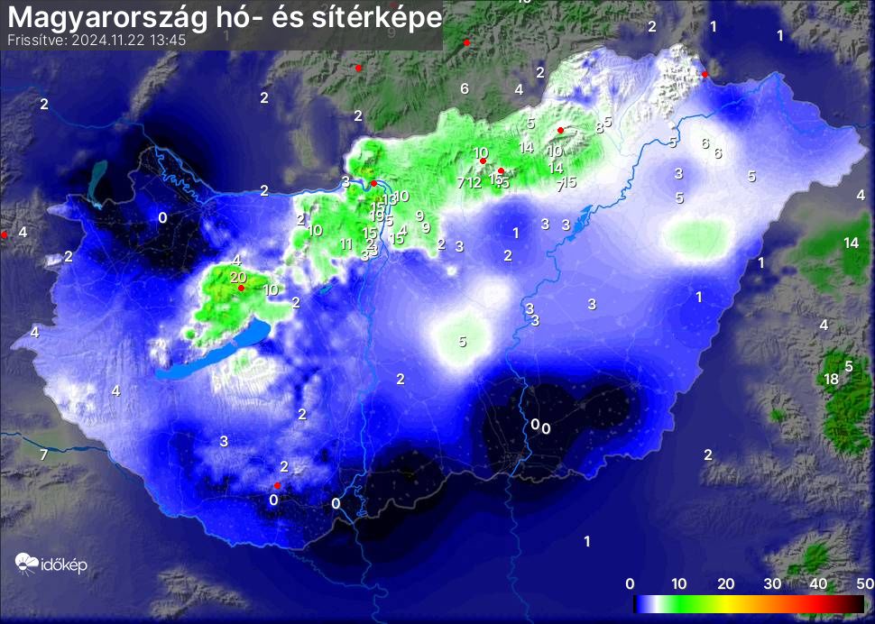 magyarországi hótérkép november 22-én