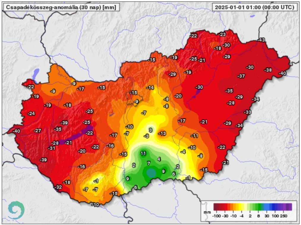 Csapadékösszeg-anomália_30 nap_250101