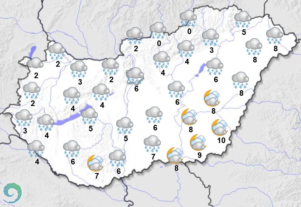 Hőmérsékletek alakulása január 7-én estétől Magyarországon