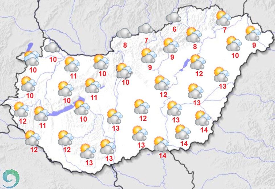 Maximumhőmérsékletek január 8-án Magyarországon