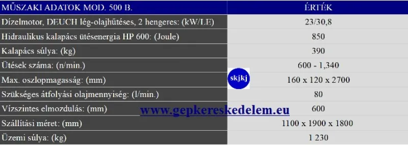 1 db Cölöpverő felszerelés teherautóra Pauselli 500SX