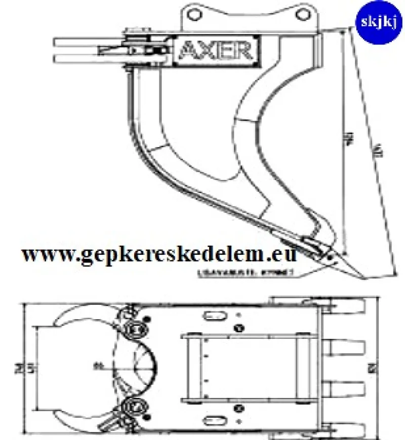 1 db Markolókanalak fogókarral Axer PP25 12 t-nál nagyobb kotrógépekhez