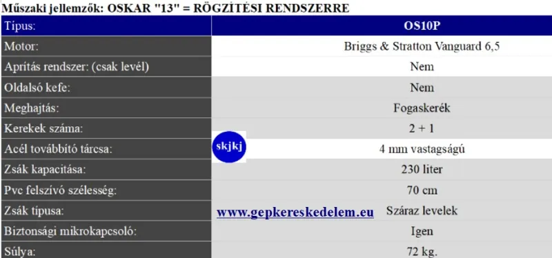 1 db Önjáró lombszívó és fúvógépek A Pro-Line sorozatú Oswald