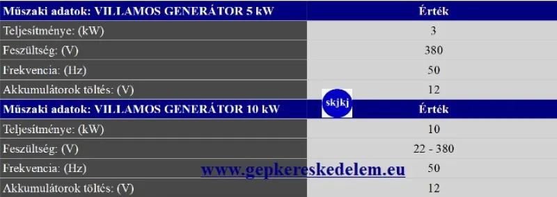 1 db VILLAMOS GENERÁTOROK Pauselli