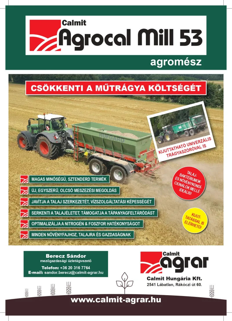 AGROCAL MILL 53® - talajjavító nedvesített mészkőliszt (kalcium-karbonát) - ELADÓ