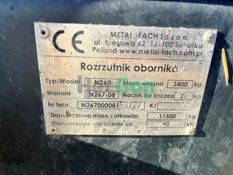 Eladó használt MetalFach N267 szervestrágyaszóró