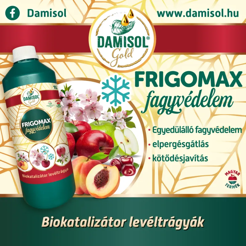 DAMISOL GOLD FRIGOMAX fagyvédelem, kötődésjavítás, elpergésgátlás
60 g/l Bór, 120 g/l Borostyánkősav